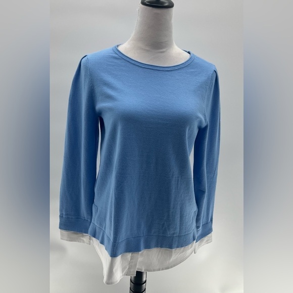 Chico's Woven Shirt Detail Knit Sweater Sz 0 (S) - Picture 5 of 10